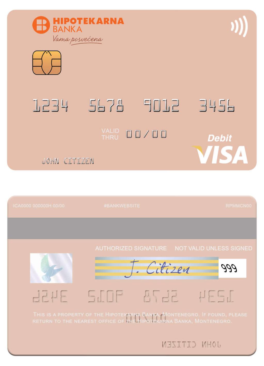 Montenegro Hipotekarna Banka visa debit card